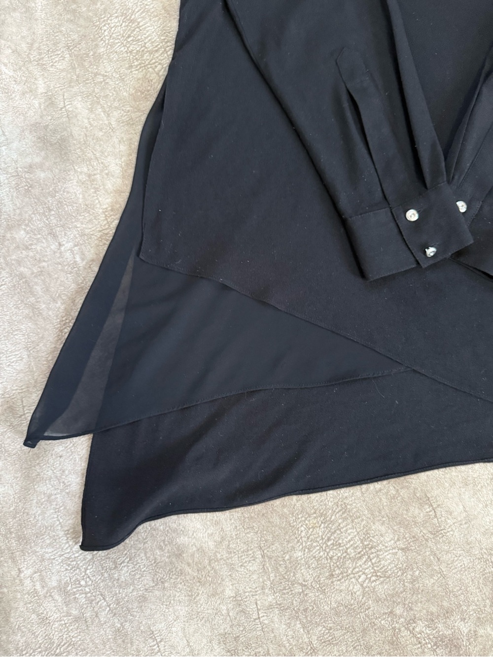 White House Black Market Black Asymmetrical Tunic Blouse Size 6 - Picture 5 of 9
